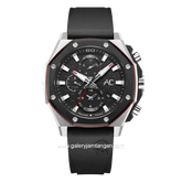 Alexandre Christie AC 9601 GC Black Silver Rubber Strap